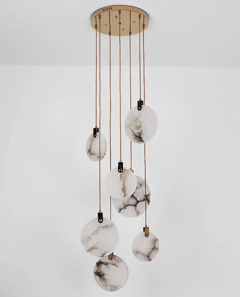 Modern Decorative Lighting Attic Lobby LED Chandelier Luxury Living Room Staircase Marble Pendant Light Villa Ceiling Chandelier