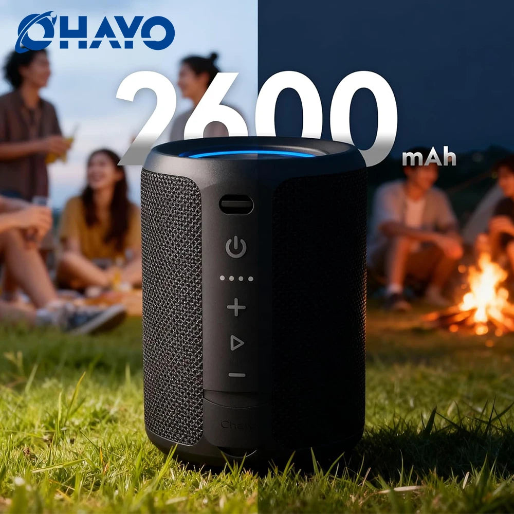 OHAYO Bluetooth Speaker Wireless with Stereo Sound, 15W Bluetooth 5.3 Speaker with TWS Pairing, AUX & USB Input, IPX7 Waterproof
