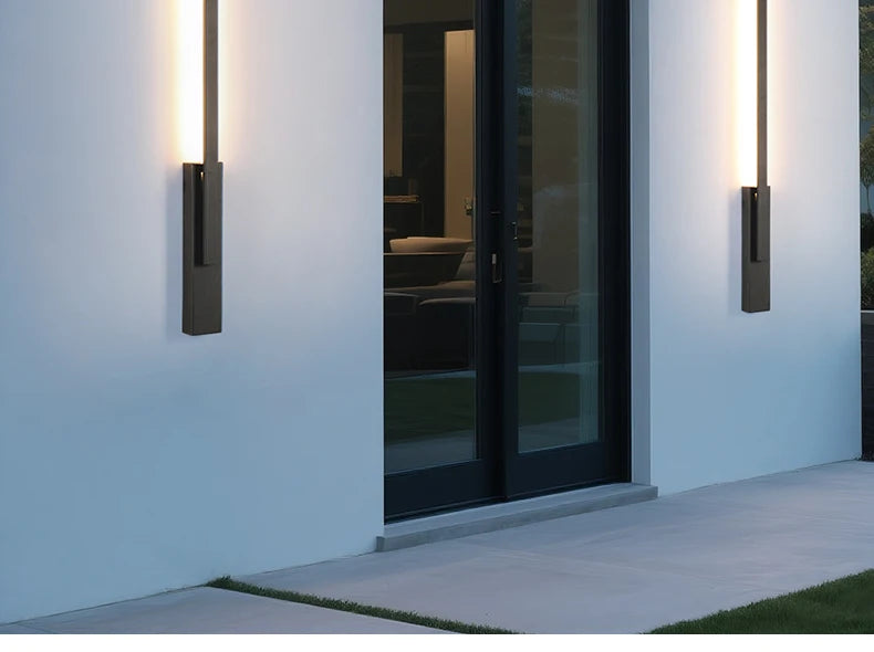 Smart Dimmable Outdoor Wall Light Black Modern LED Lamp IP65 Waterproof via APP Control for Garden Home