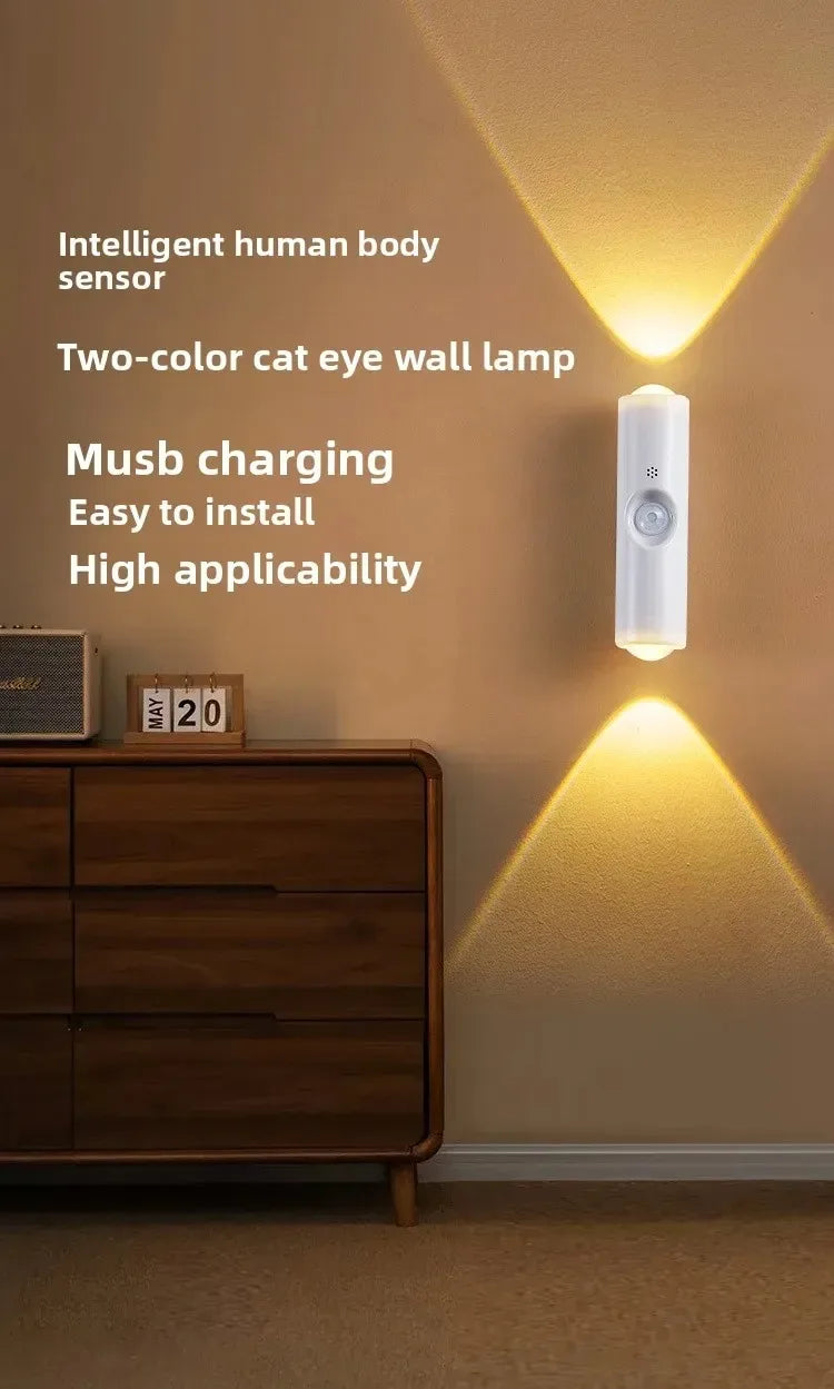Smart, RGB, dual, head, motion, sensor, wall, lamp, charging, magnetic, night, light, spotlight, bedroom, closet, garden, room,