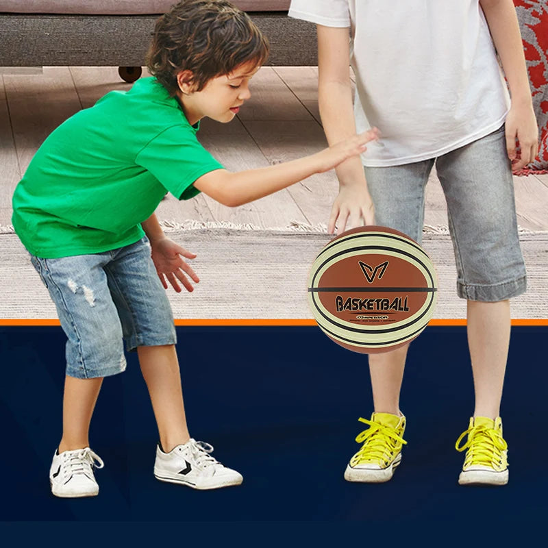 Silent Basketball with Cloth Cover No Bounce Noise Practice Training Ball for Kids PU Foam Soft Touch Perfect for Apartment