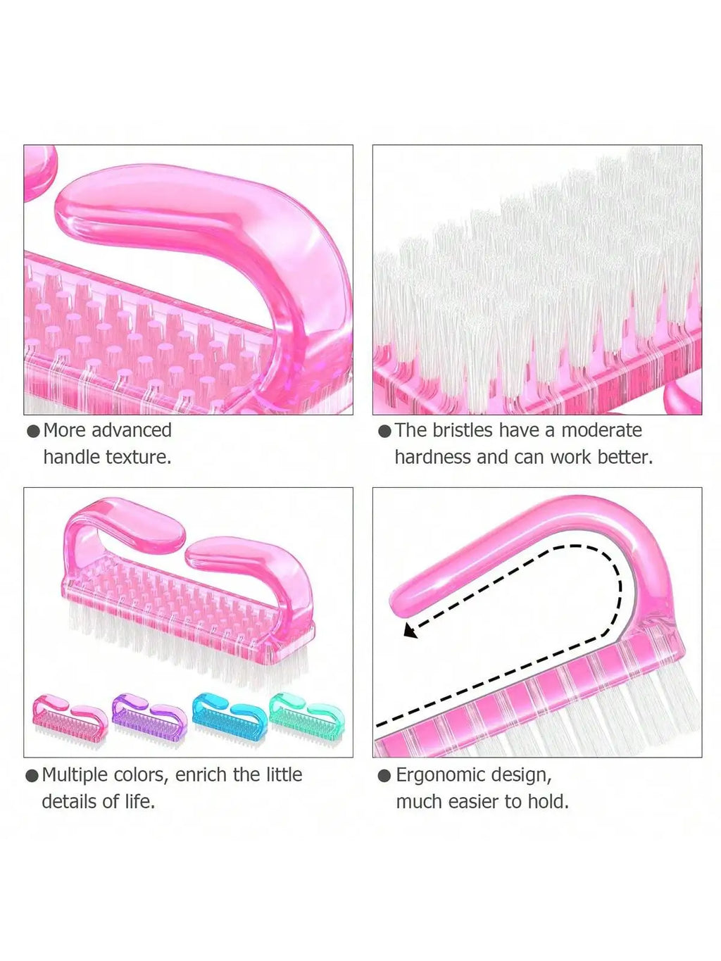 4pcs/Set Nail Art Tools Kit With Large Nail Polish Brush, Dust Brush, Cleaning Brush And Cuticle Pusher