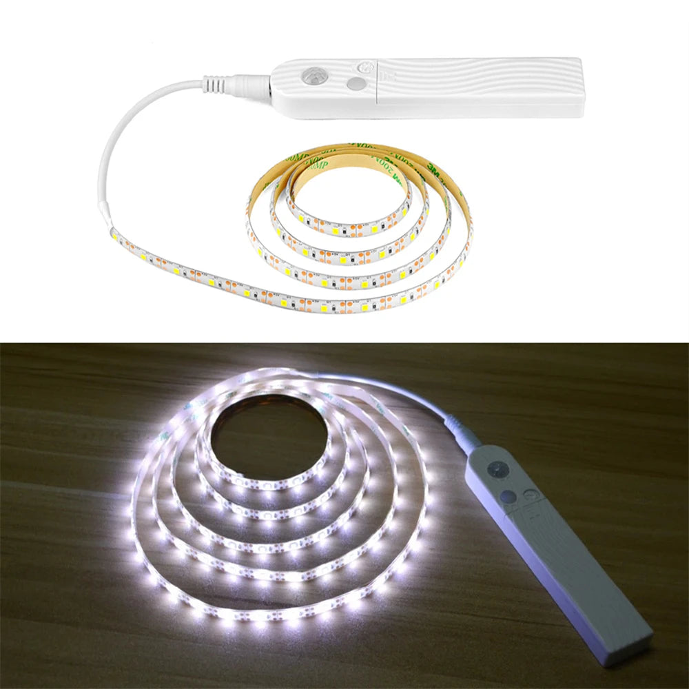 Wireless PIR Motion Sensor LED Strip Light for Cabinet under Bed Stairs Closet - Battery Powered Night Security Smart Lamp