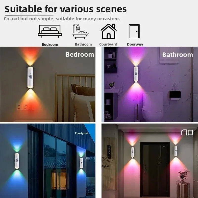 Smart, RGB, dual, head, motion, sensor, wall, lamp, charging, magnetic, night, light, spotlight, bedroom, closet, garden, room,