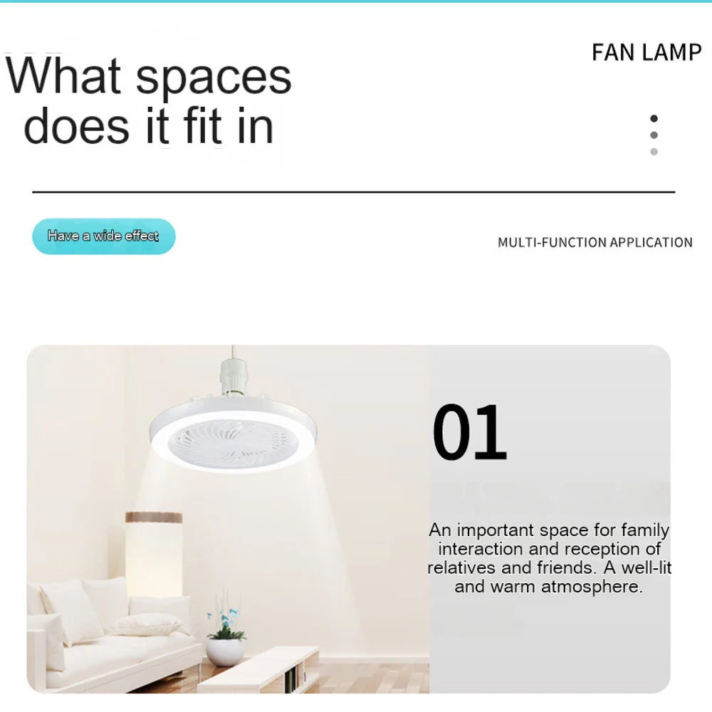 Smart 3-in-1 led Ceiling Fan Light with Remote Control 3-speed E27 AC85-265v for Bedroom Living Room Fan Lighting Tricolor white