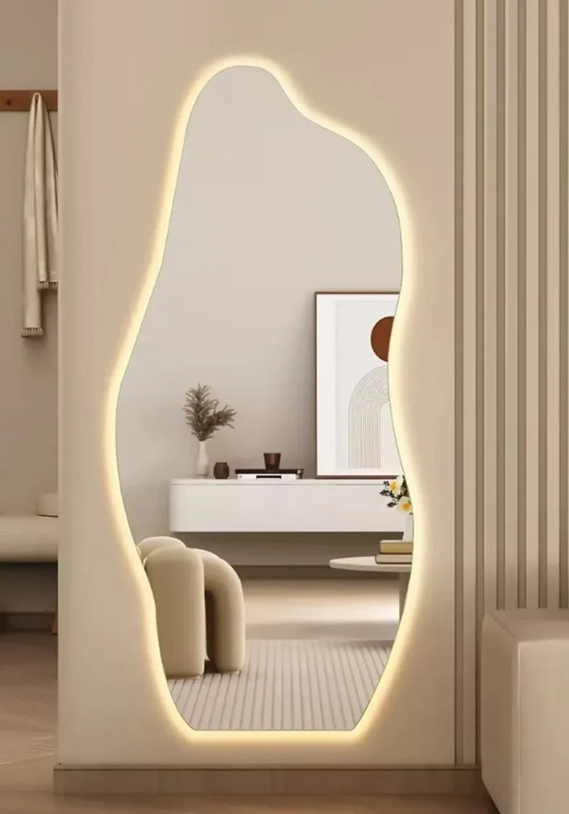 Smart Mirror with LED, Full-length Mirror Wall-mounted or Bracket-mounted, Dressing Mirror Suitable for Clothing Stores, Bedroom