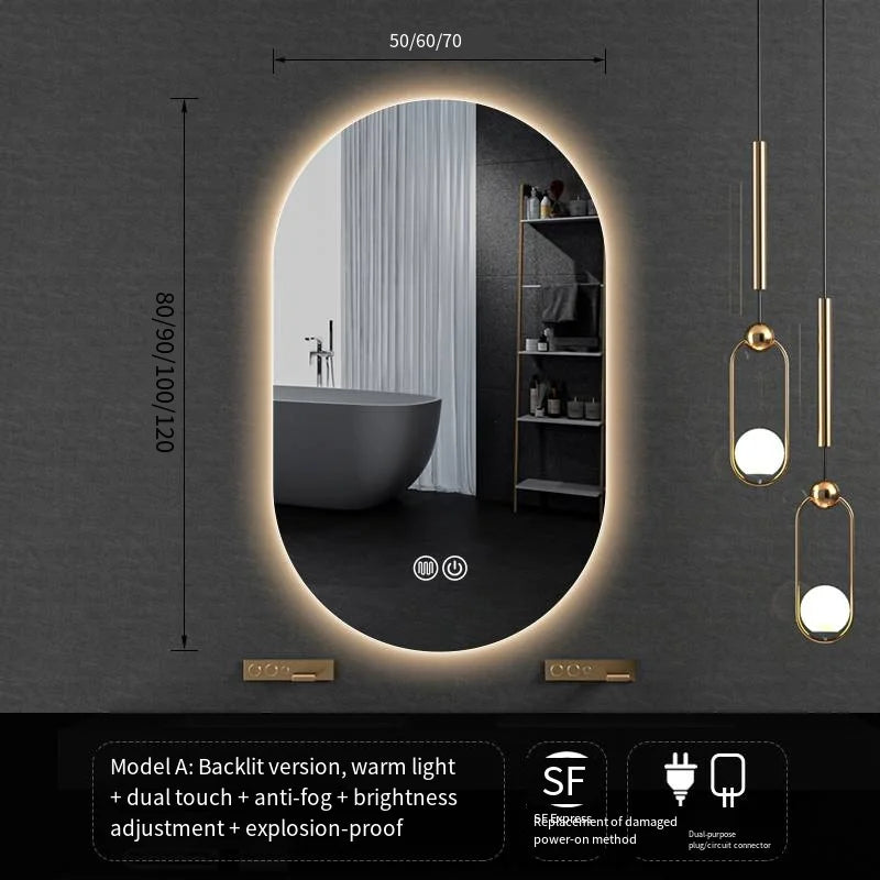 Lighted LED Bathroom Mirror,Wall Mounted Dimmable 3 Colors Makeup Mirror with Bright Back Lit - Smart Mirror Anti Fog with Touch