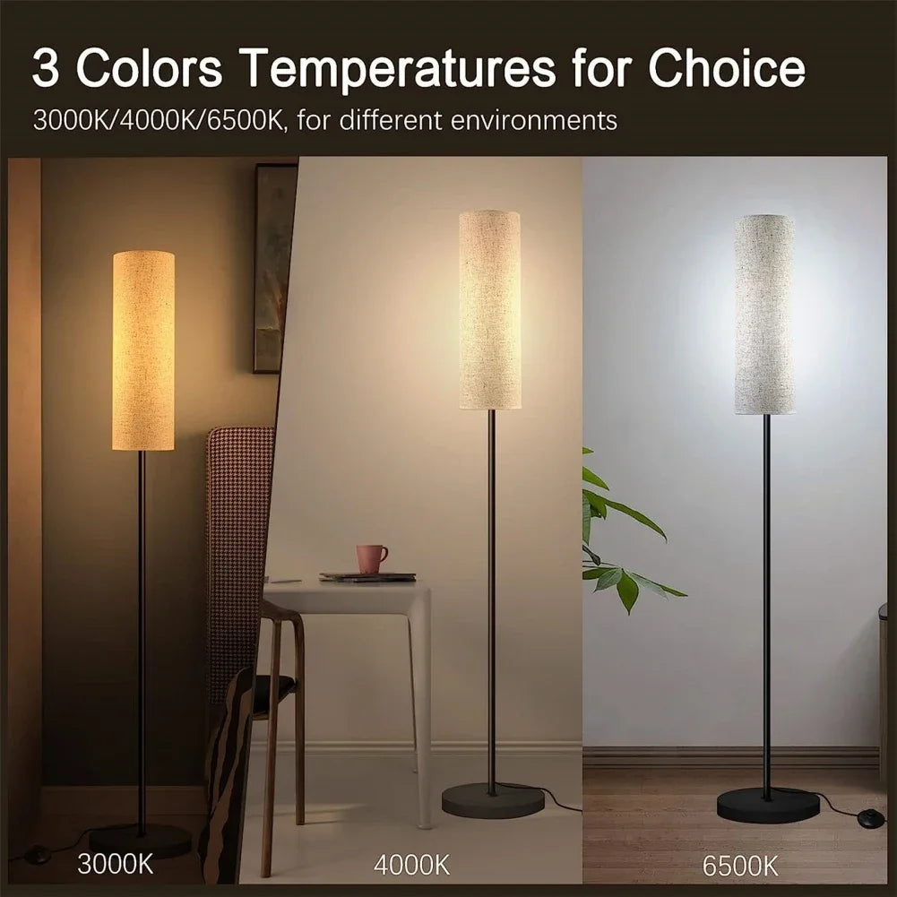 Smart LED Floor Lamp, Dimmable Standing Lamp for Living Room, Bedroom, Gaming ,LED Bulb with Lampshade, Modern Tall Lamp (White)