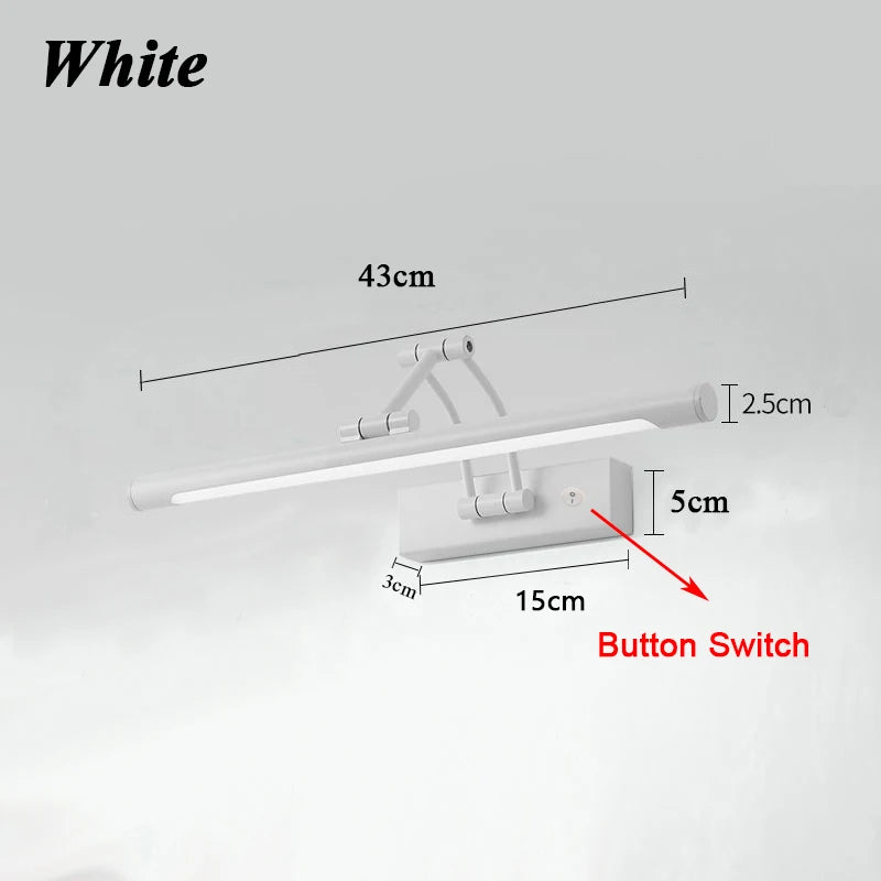 QUASHION Bathroom Mirror Wall Lamp LED Metal Foldable Cabinet Sconce Lighting Fixture Nordic Simple Modern Dressing Table Lustre