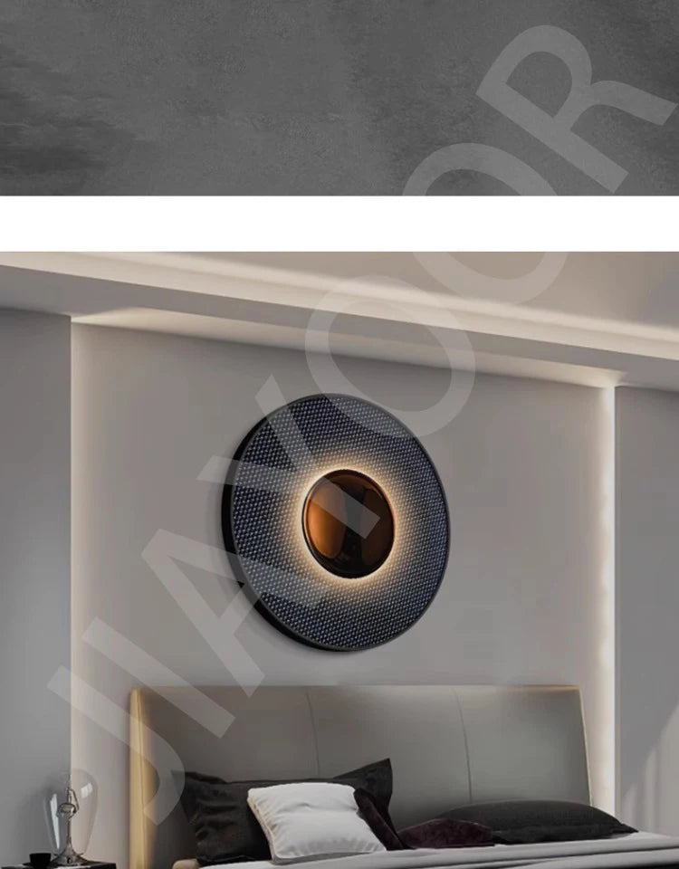 Indoor Modern Minimalist Designer LED Lamp Porch Bedroom Bedside Lighting Decoration Round Background Creative UFO Wall Sconces