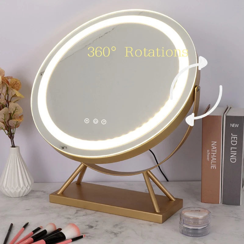 Lighted Vanity Makeup Mirror with Lights 3 Color Lighting Modes with 15X Magnification Mirror Smart Touch Control 360°Rotation