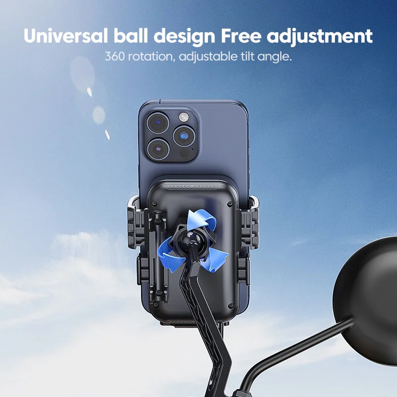 Motorcycle Accessories Wireless Charger Mobile Phone Holder Waterproof Sunshade Shockproof Bike Wireless Phone Charger Mount