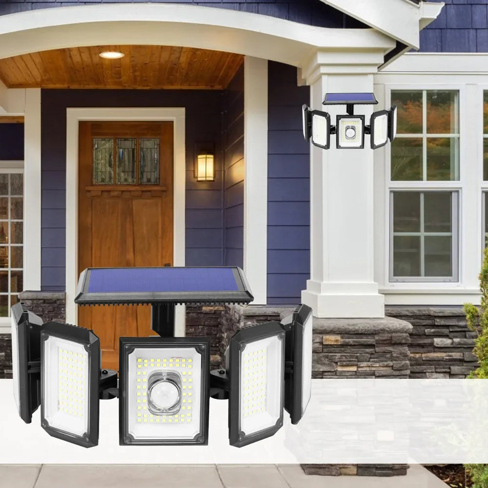Solar Motion Sensor Lights Outdoor IP65 Waterproof Outdoor Wall Lamp Adjustable Wide Angle Solar GardenSecurity Lighting