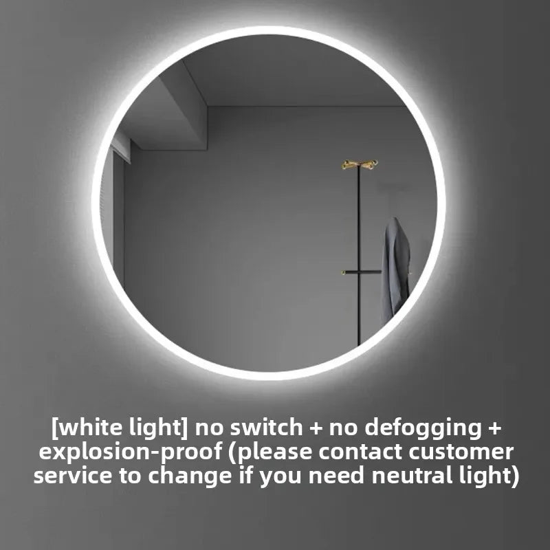 Led Mirror with Light Vanity Mirror 19.5 Inch Smart Round Mirror Bathroom Mirror Anti-fog Makeup Wall Hanging Bathroom Bathroom
