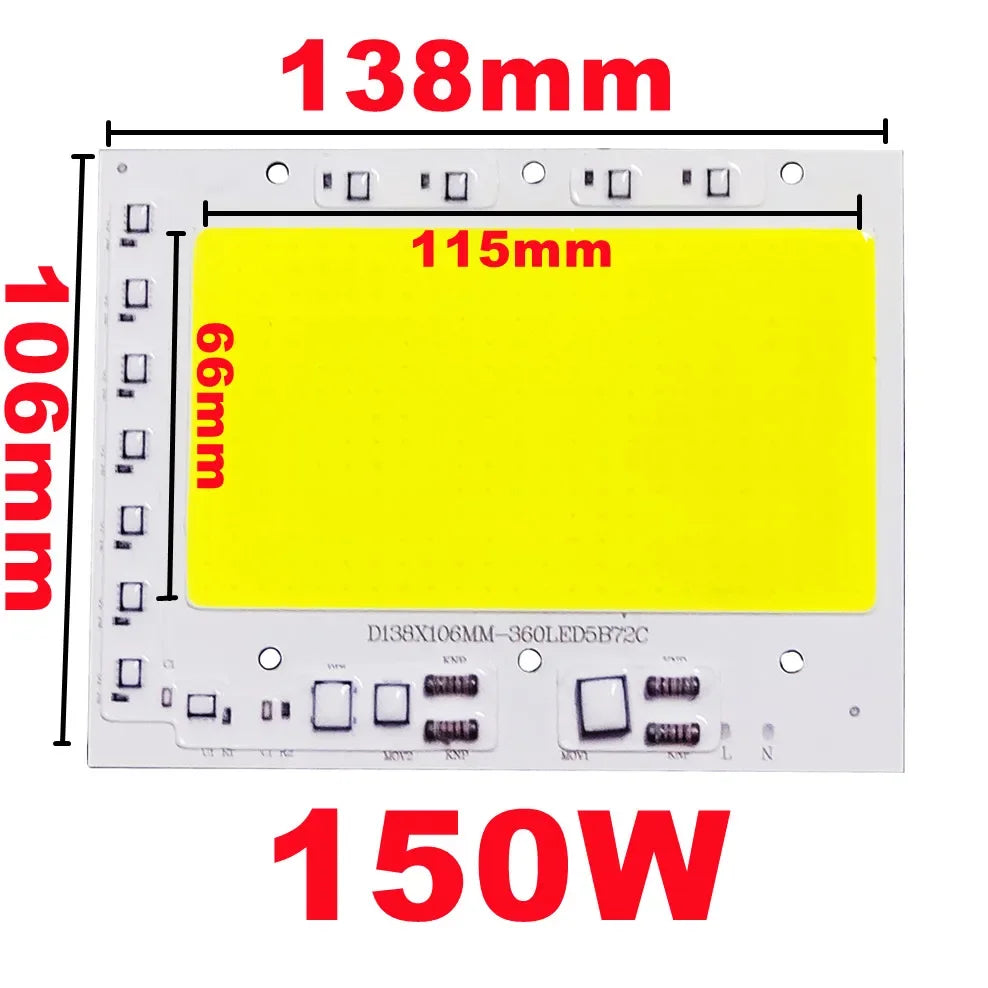 LED COB Chip 50W 100W 150W 200W 200-240V Smart IC No Need Driver LED Lamp Light Source For Flood Light Spotlight DIY Lighting