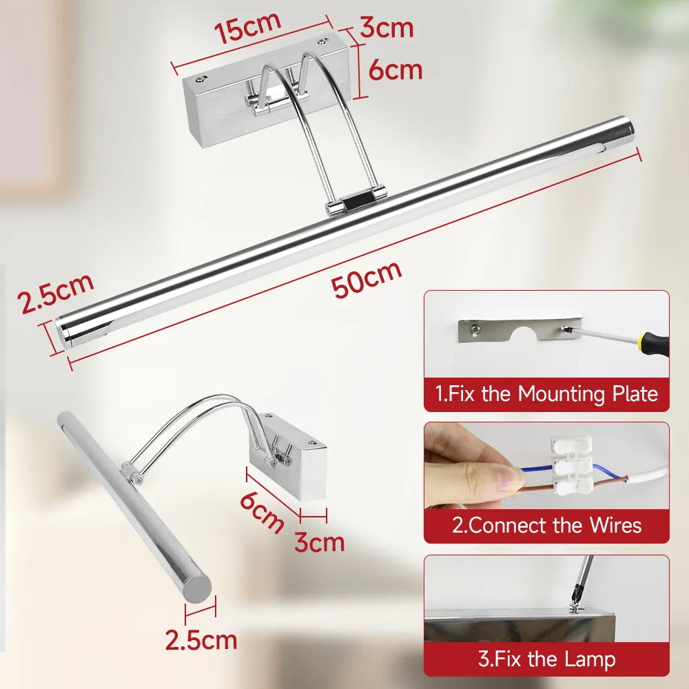 LED Mirror Light vanity Lamp 110-220V 3 Colors Wall Light Mural Spotlights Suitable For Dressing Table