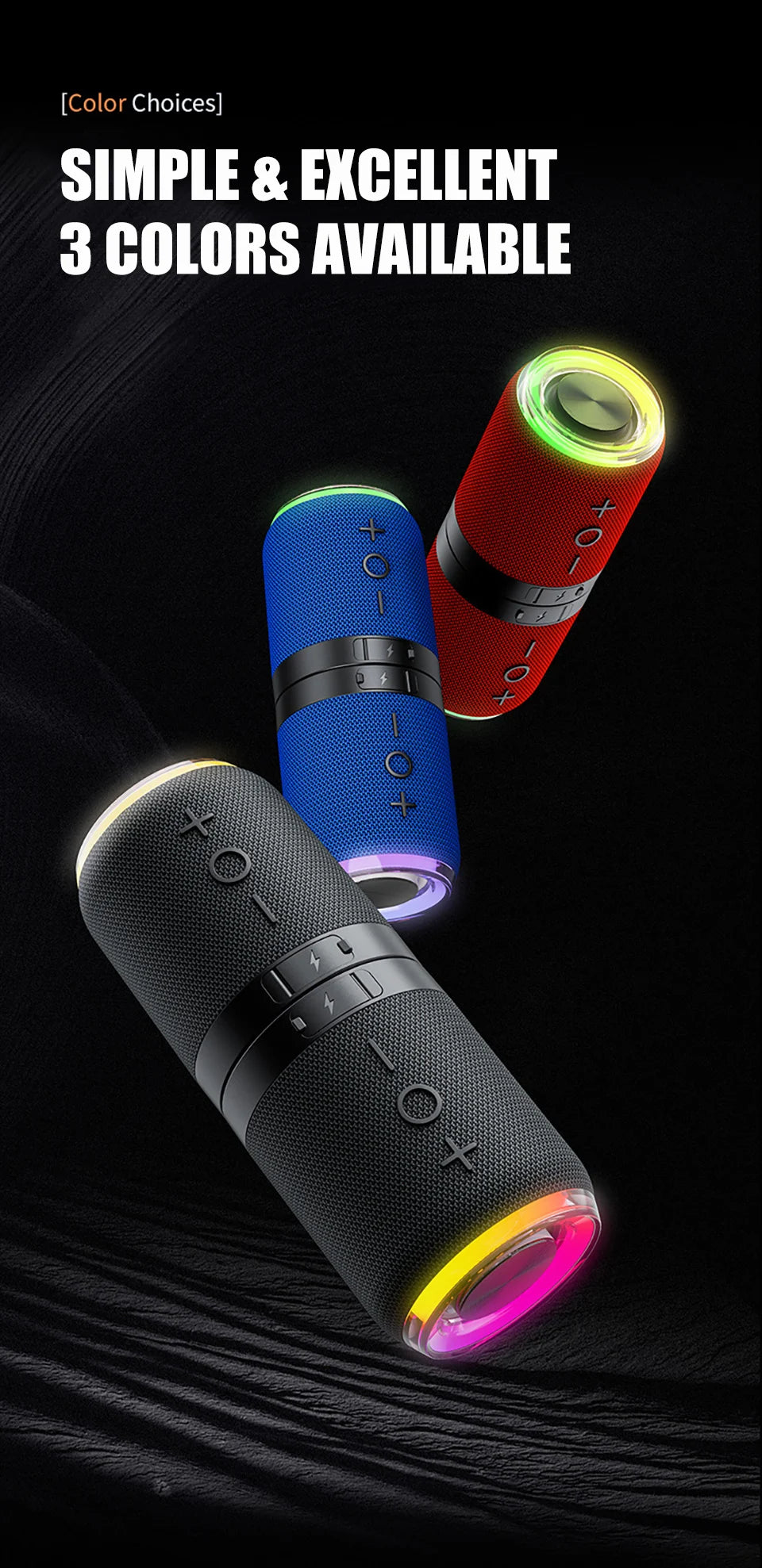 Portable Bluetooth Speaker TWS Stereo Dual Speaker High Volume Wireless Split Speaker Outdoor Waterproof Heavy Bass Speaker