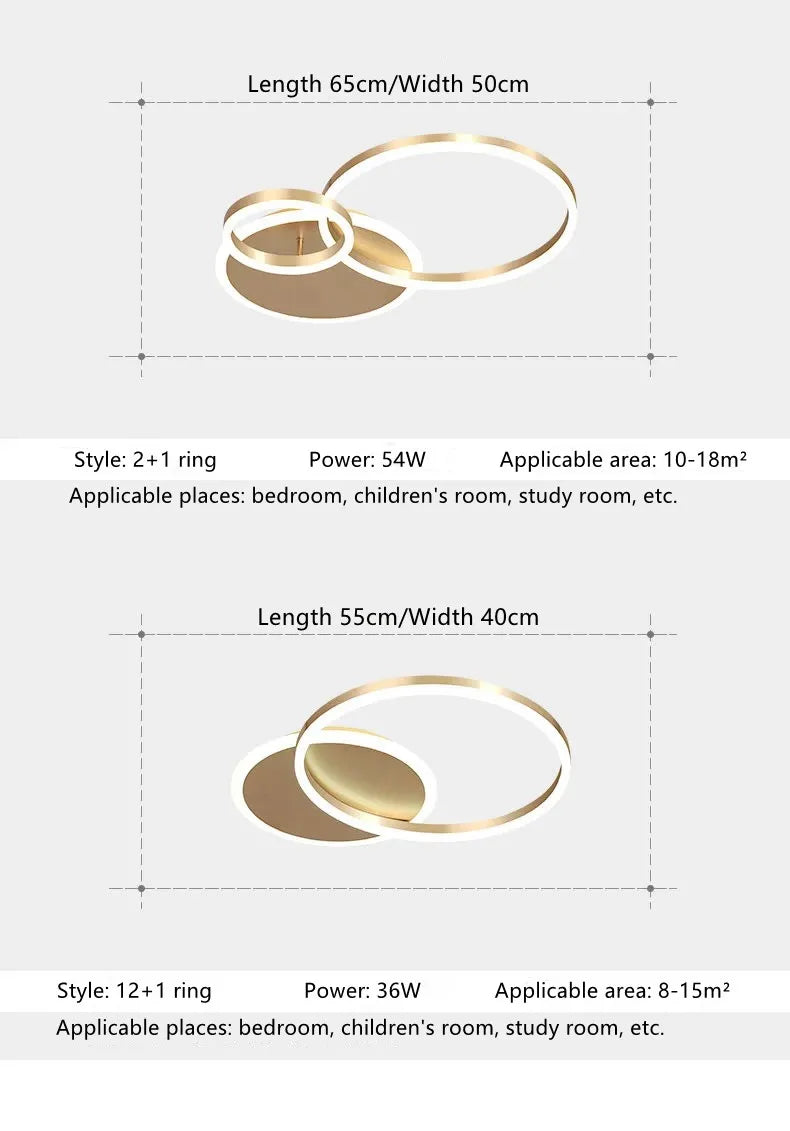 Smart Home Modern Round Design LED Ceiling Chandelier For Living Room Restaurant Bedroom Circle Rings Lighting Fixture Luminaire