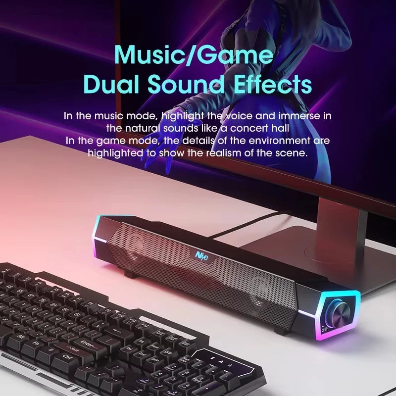 Bluetooth Bar Speaker for Home Audio and Video Wired Wireless 4D Surround Sound Subwoofer RGB Speaker for TV PC
