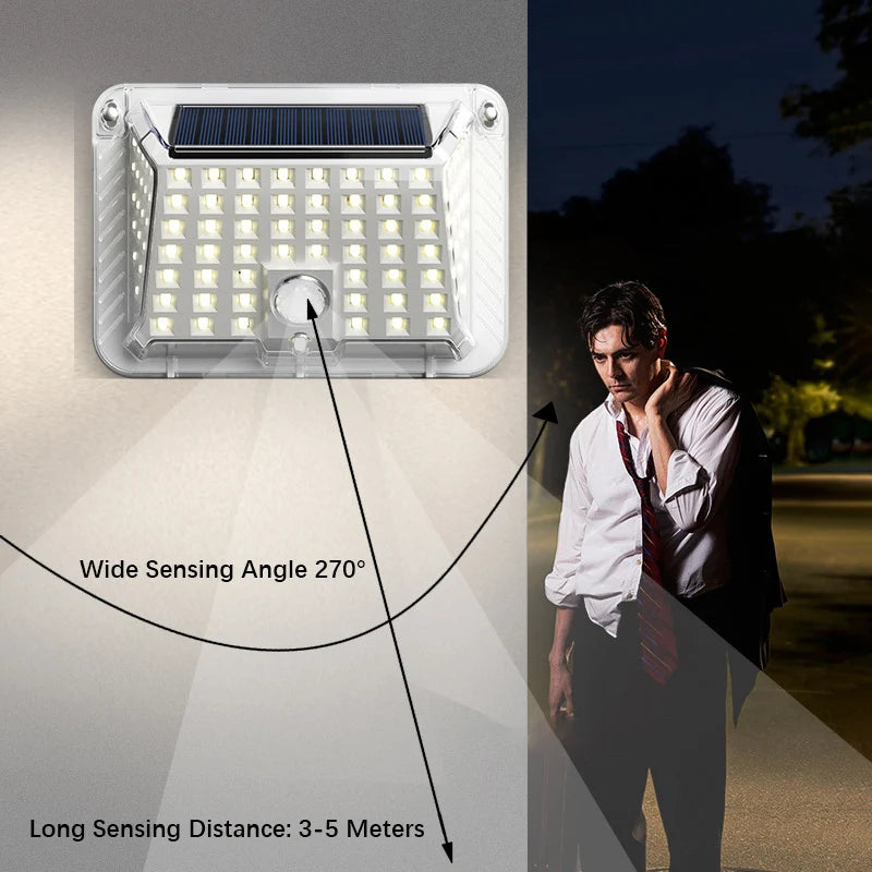 LED Solar Motion Sensor Light Outdoor, Smart Security Light with PIR Human Detection Light Control &6000K Brightness for Garden