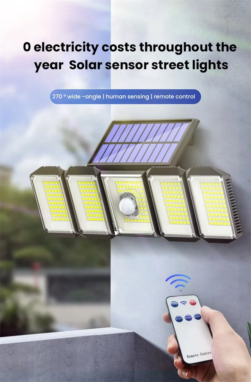 Solar Motion Sensor Lights Outdoor IP65 Waterproof Outdoor Wall Lamp Adjustable Wide Angle Solar GardenSecurity Lighting