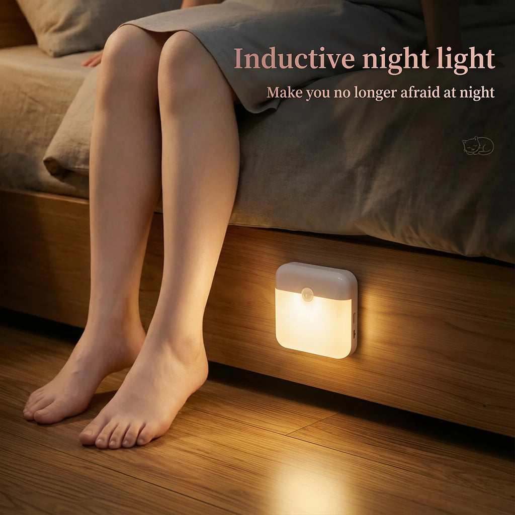 Motion Sensor  LED Wall Lamp USB Rechargeable Night Lamp Human Inductor Light for Bedroom Kitchen Stair Bathroom Wardrobe Closet