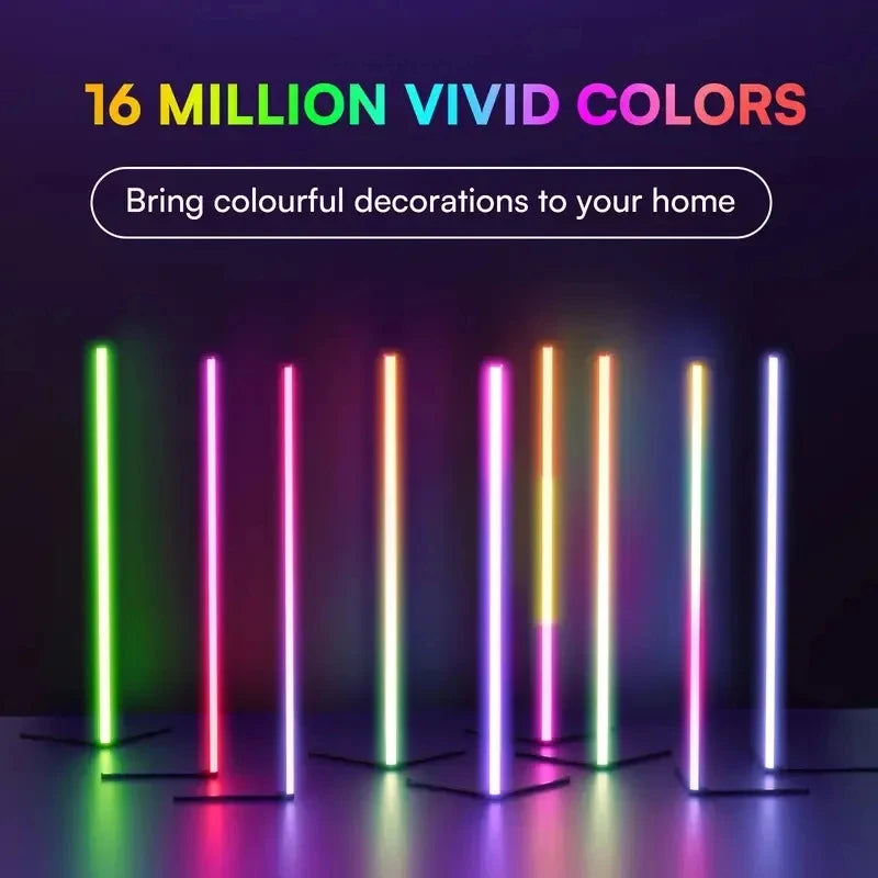 Smart RGB LED Floor Corner Lamp with Music Sync 16 Million DIY Colors Modern Ambient Lighting for Home Decor