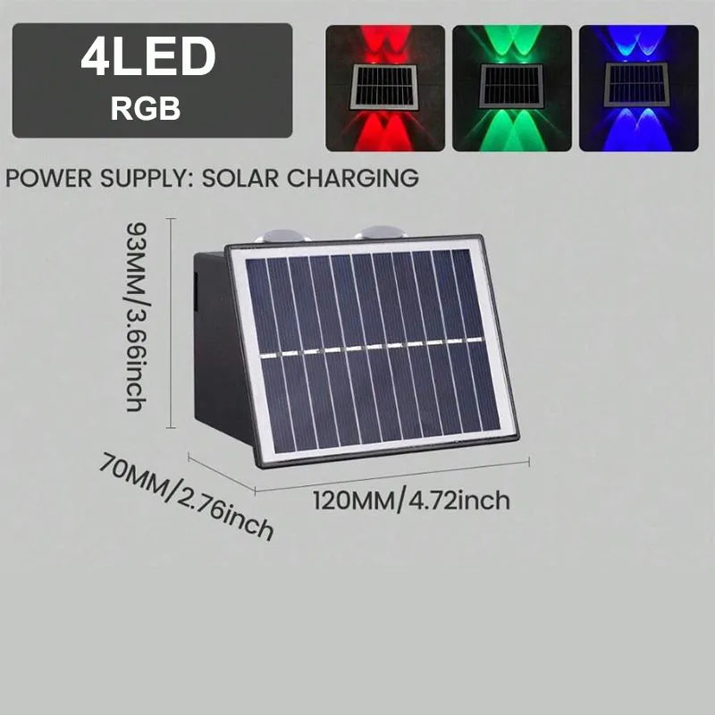 Solar Wall Washer Light Up and Down Lighting Outdoor Solar Fence Lights Waterproof Wall Lamp for Yard Garage Walkway Porch Decor