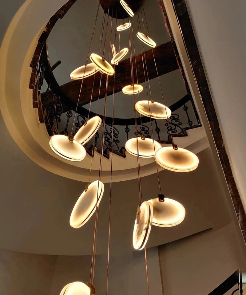 Modern Decorative Lighting Attic Lobby LED Chandelier Luxury Living Room Staircase Marble Pendant Light Villa Ceiling Chandelier