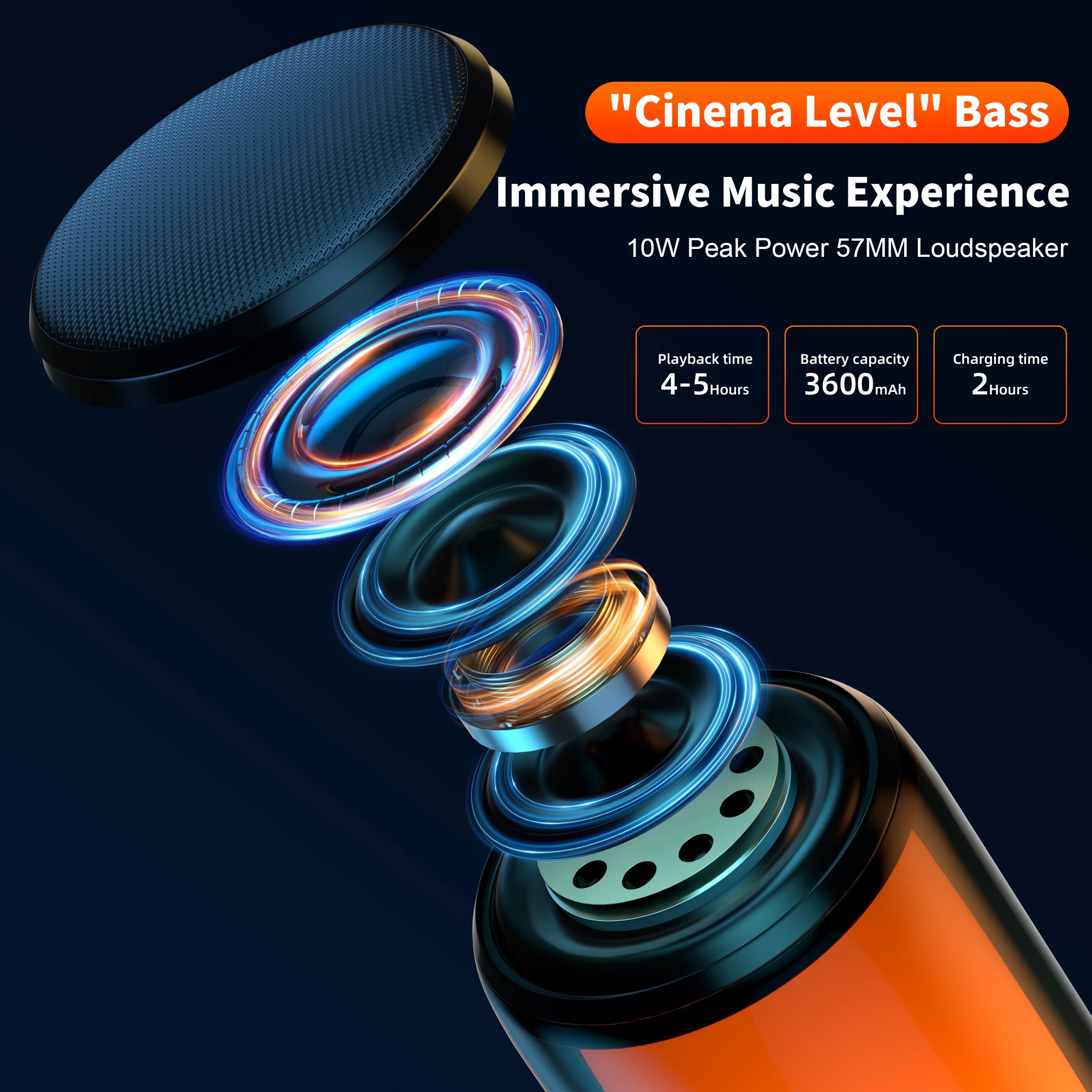 Bluetooth Speaker 12 kinds color lights Night Light Atmosphere Lamps 57MM Loudspeaker QERE Portable Speaker Dolby Cinema Soun
