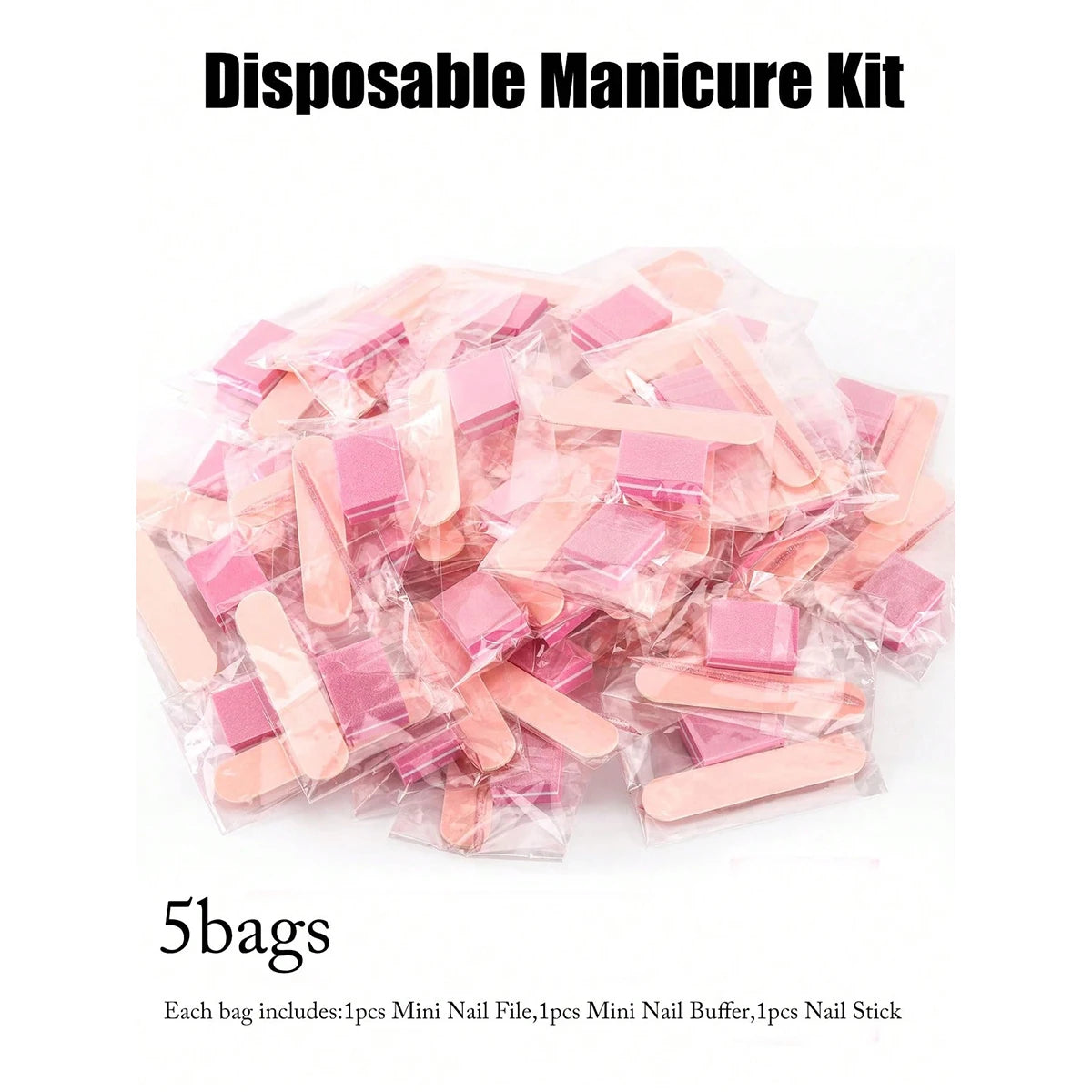 Manicure Kits, Individually Package 3pcs Press on Nail Kit - Nail Stick, Nail File, Nail Buffer for Salon Business Home