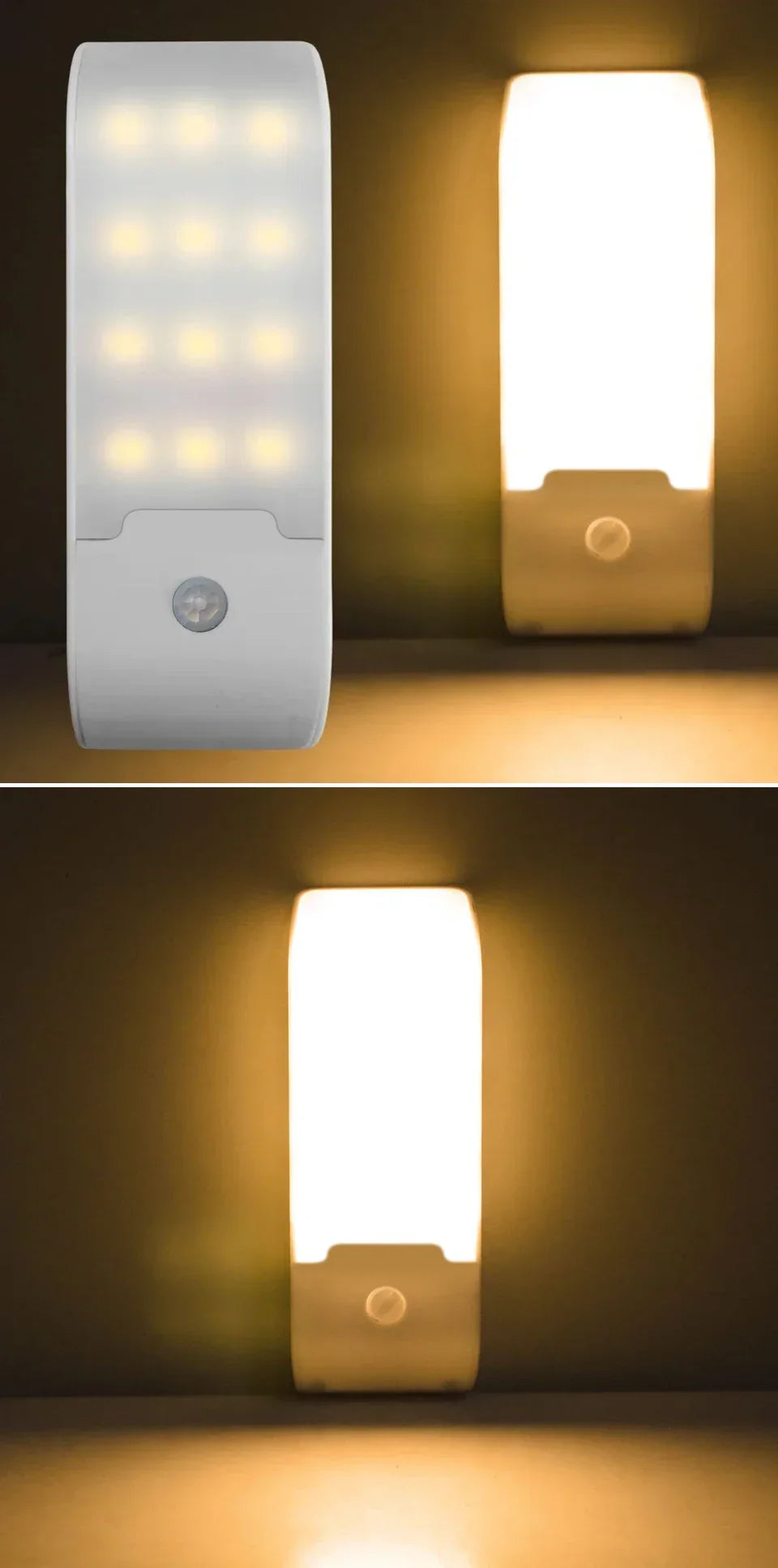 Motion Sensor LED Night Light USB Rechargeable Wall Light For Cabinet Closet Aisle Staircase Bedside Bedroom Night Lights