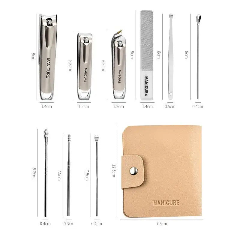 10pcs Portable Nail Care Kit - Professional Carbon Steel Manicure Set with Nail Clippers, Files & Cuticle Tools in Travel Case