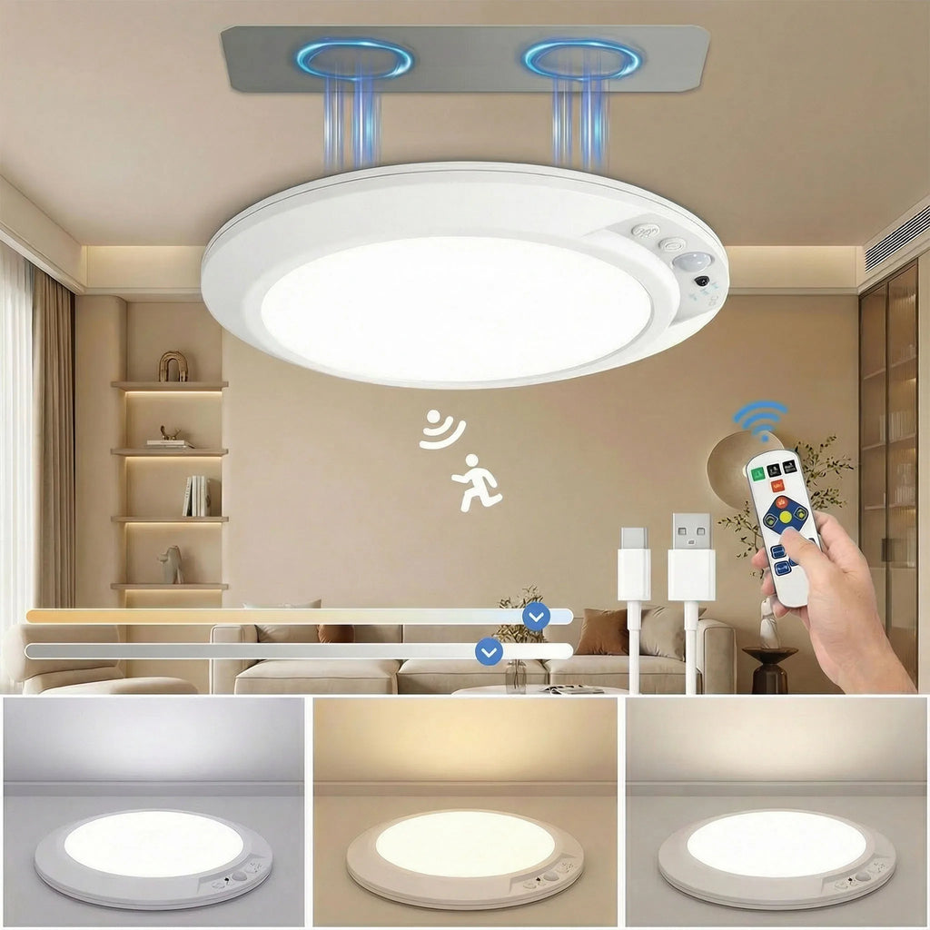 Motion Sensor Rechargeable LED Ceiling Light Round Wireless Security Light for Hallway Stairs Corridor Indoor Home Entryway