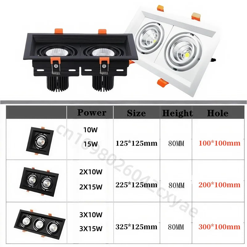 Dimmable LED downlights, COB spotlights, 10W, 20W, 30W, ceiling anti-glare, living room and kitchen indoor lighting