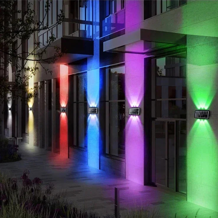 Solar LED Wall Lamp Outdoor Waterproof Porch Lights Upper Lower Spotlight Solar Powered Streetlight for Balcony Courtyard Garden