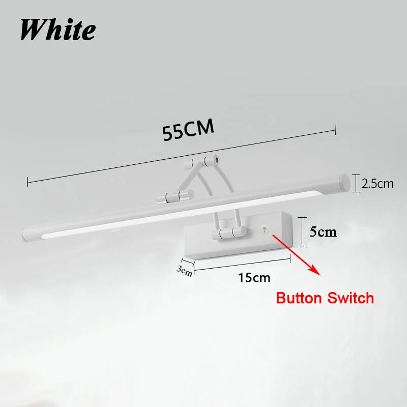 QUASHION Bathroom Mirror Wall Lamp LED Metal Foldable Cabinet Sconce Lighting Fixture Nordic Simple Modern Dressing Table Lustre