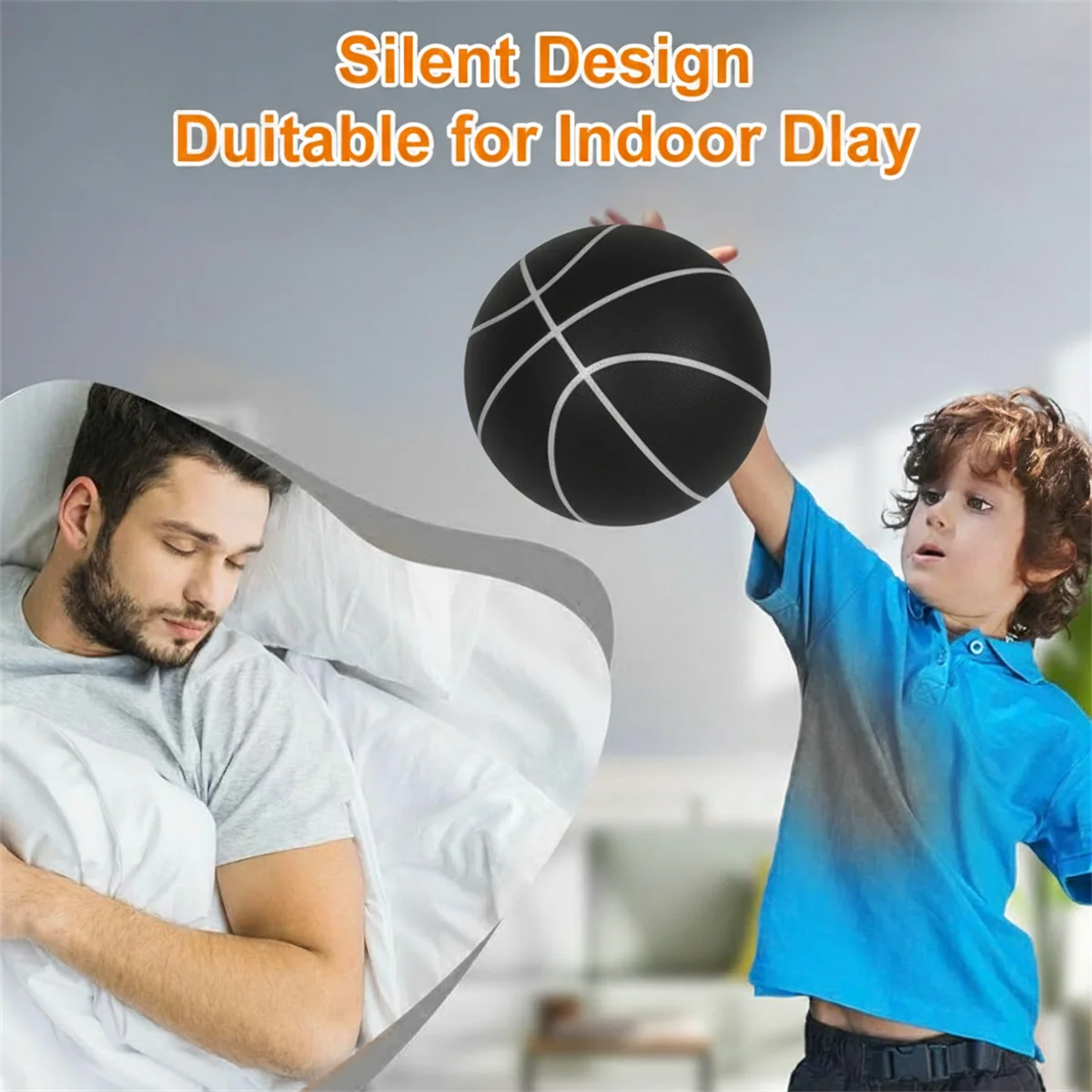 High-Density Silent Indoor Basketball, Airless PU Foam Construction for Noiseless Dribble Indoor Training Ball Size 7--29 inch