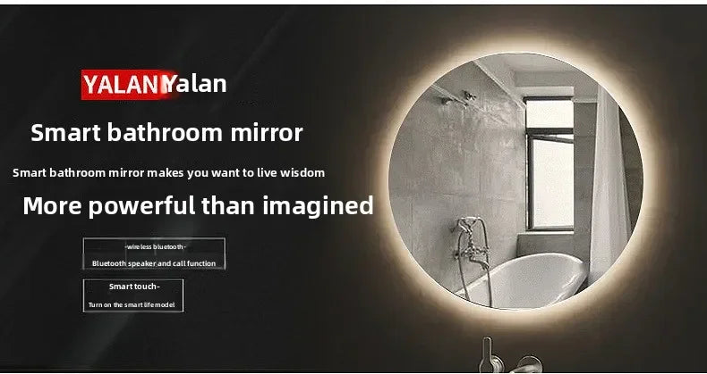 Mirror Round Mirror Wall-mounted Smart Bathroom Mirror LED Touch Screen High Definition Anti-fog Luminous Wall-mounted