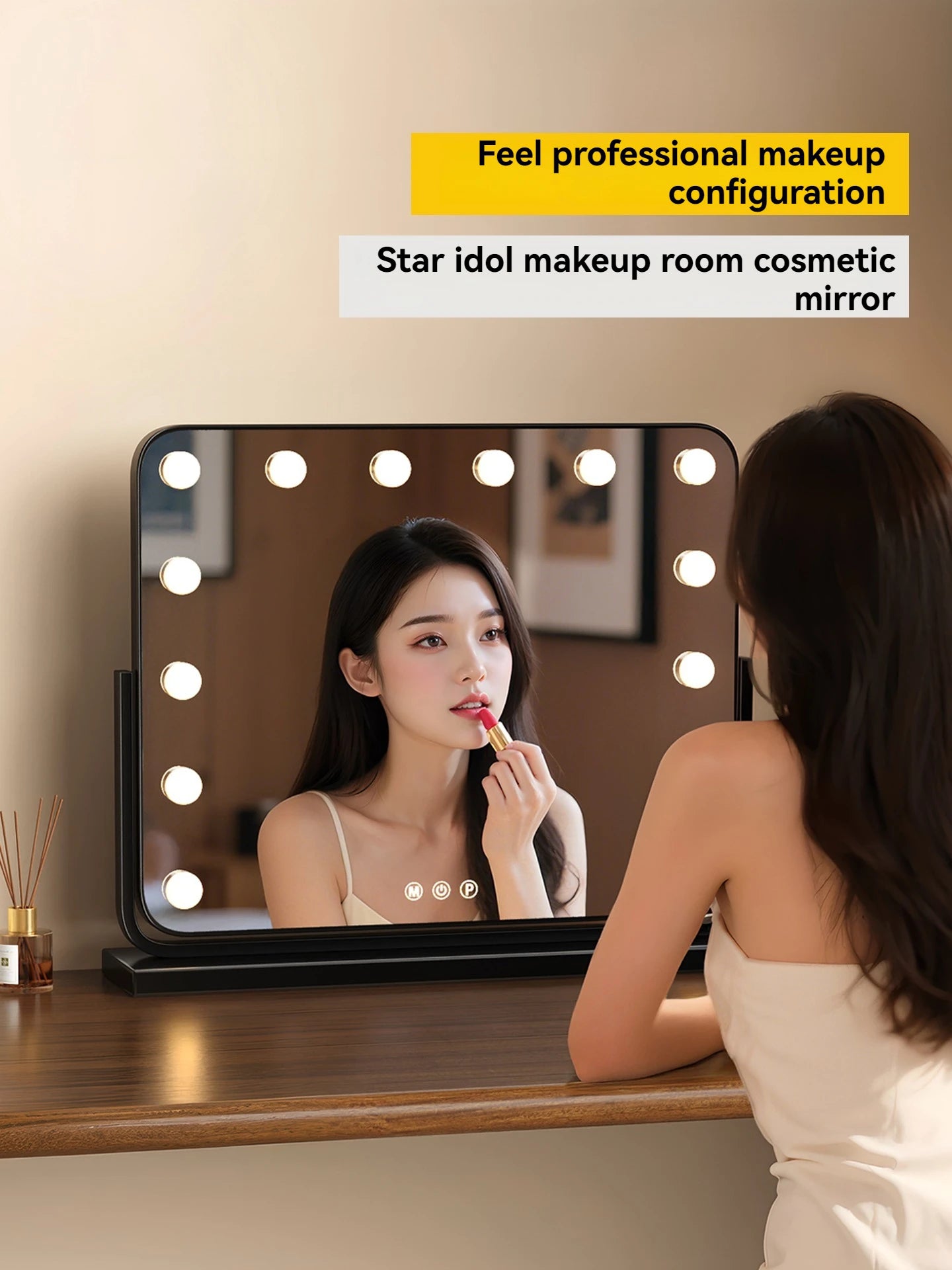 Lighted Vanity Mirror, LED Makeup Mirror with Lights, Hollywood Mirror for Tabletop Dressing