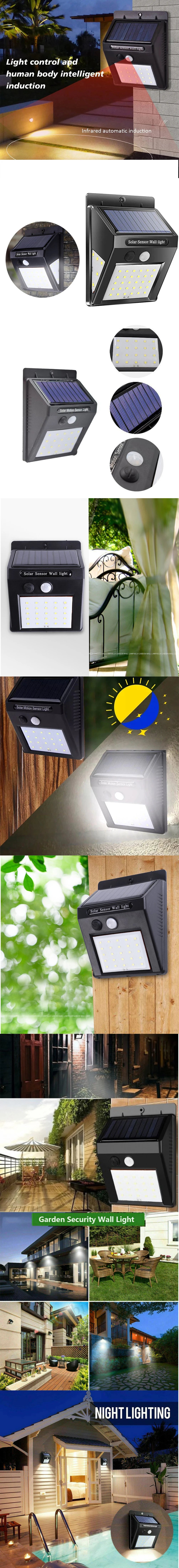 30 LED Solar Motion Sensor Wall Light IP65 Waterproof Outdoor Security Lighting Wireless Garden Courtyard Pathway Decoration