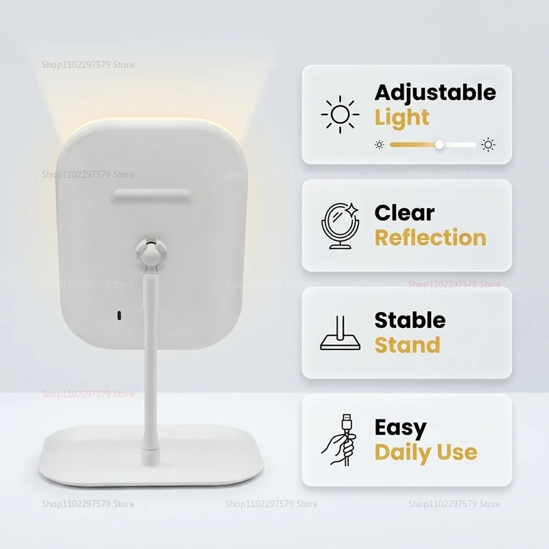 LED Intelligent Makeup Mirror with Light Folding Vanity Mirror for Women Bedroom Dorm Room Desk Beauty Mirror Gift