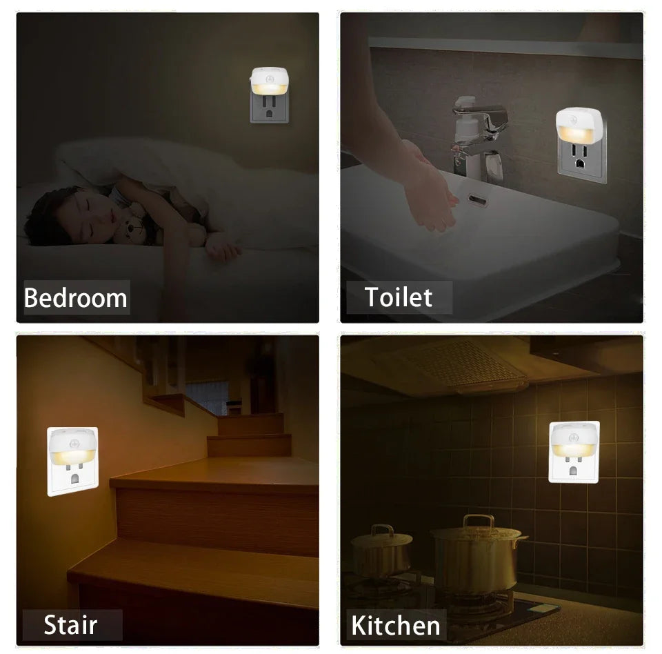 Motion Sensor LED Night Light EU US Plug in Socket Wall Lamp 3 Modes Wireless Night Lamp For Bedroom Hallway Stairs Kitchen Ligh