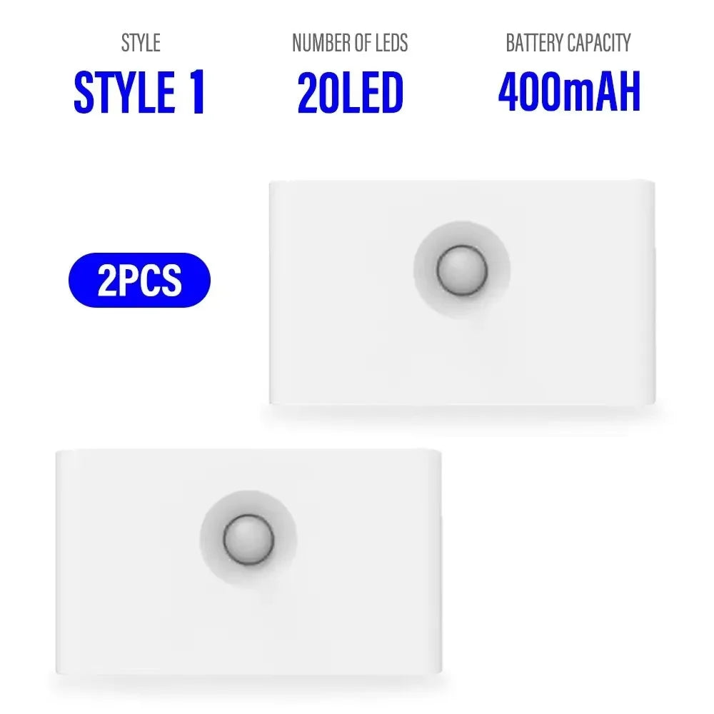 Motion Sensor LED Night Light Rechargeable Human Body Induction Wall Light Bedroom Corridor Cabinet Lamp 2 Sides Luminescence