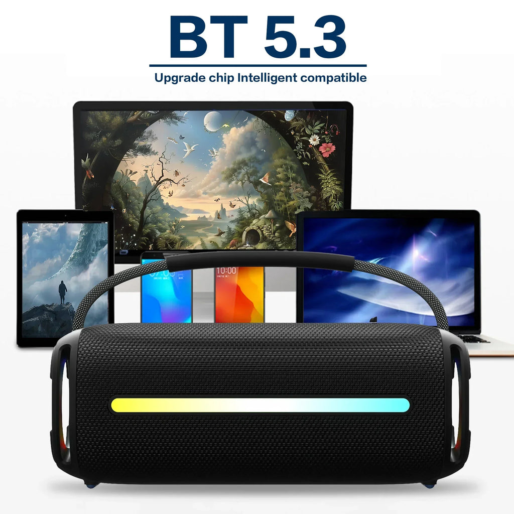 Portable Bluetooth 5.3 Wireless Speaker RGB Lantern IPX6 Waterproof Powerful Subwoofer High Quality Audio Outdoor Speaker