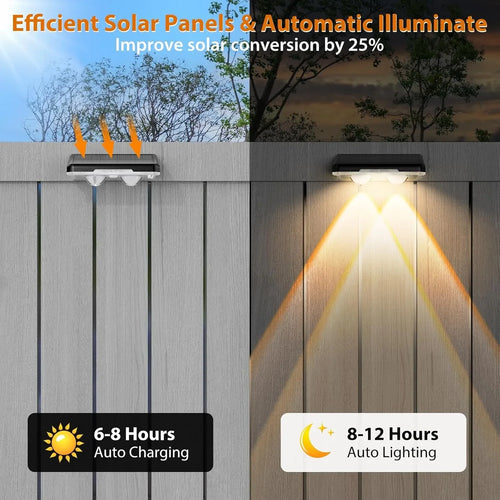 1-4Pcs Solar Fence Lights Solar Powered LED Deck Light Color Changing Waterproof Outdoor Illumination for Fence Posts Balcony