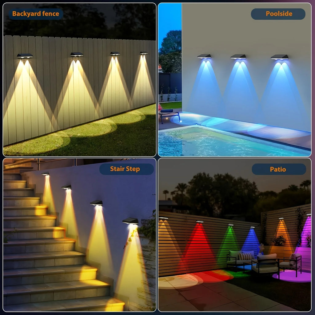 4/2 Pack Solar Fence Lights Multi Colour Garden Wall Lights for Villa Garden Fence Holiday Walkway Home Landscape Lighting