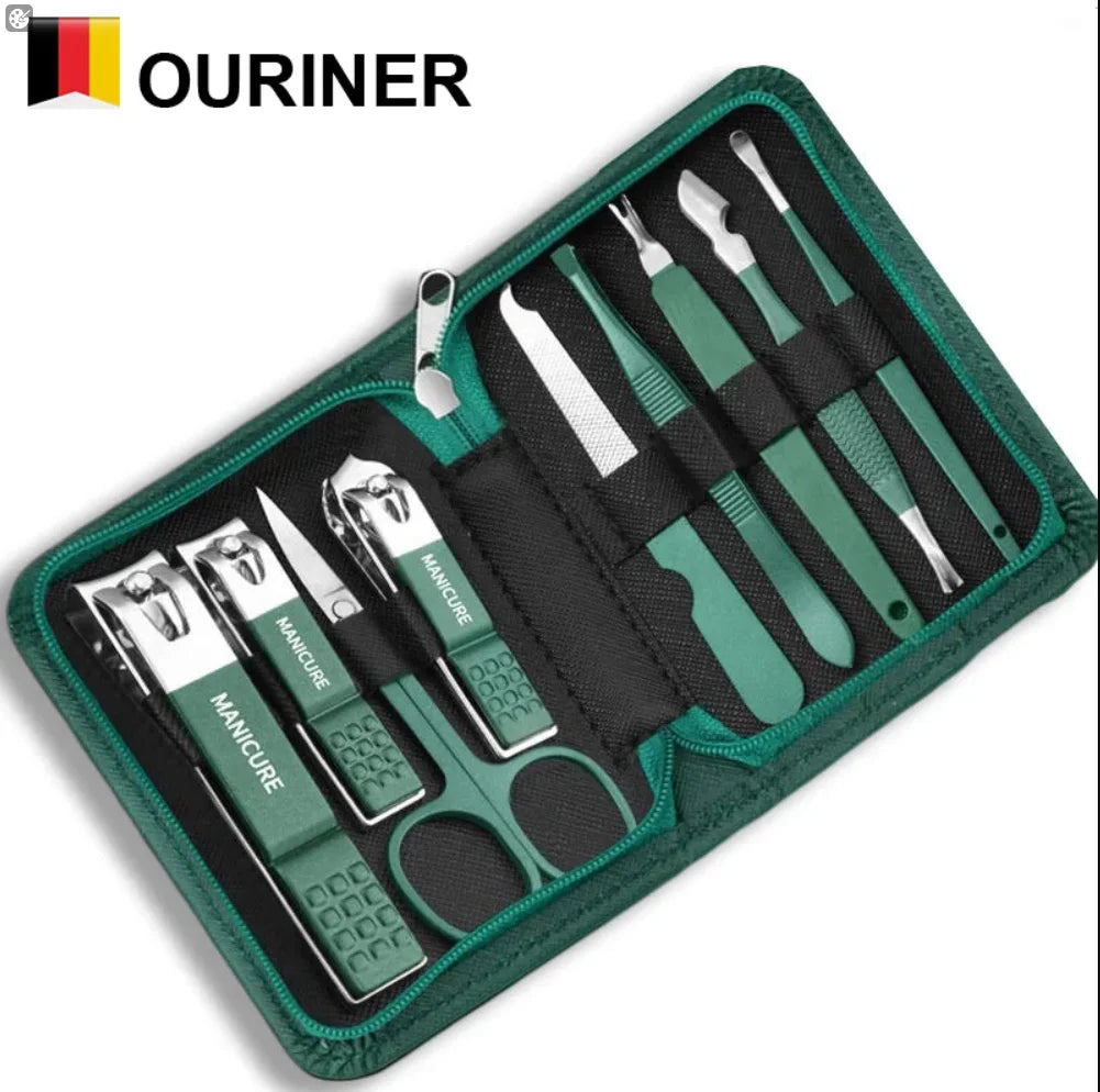 Professional 7-18 Piece Nail Care Kit Stainless Steel Manicure & Pedicure Set with Travel Case for On-the-Go Grooming