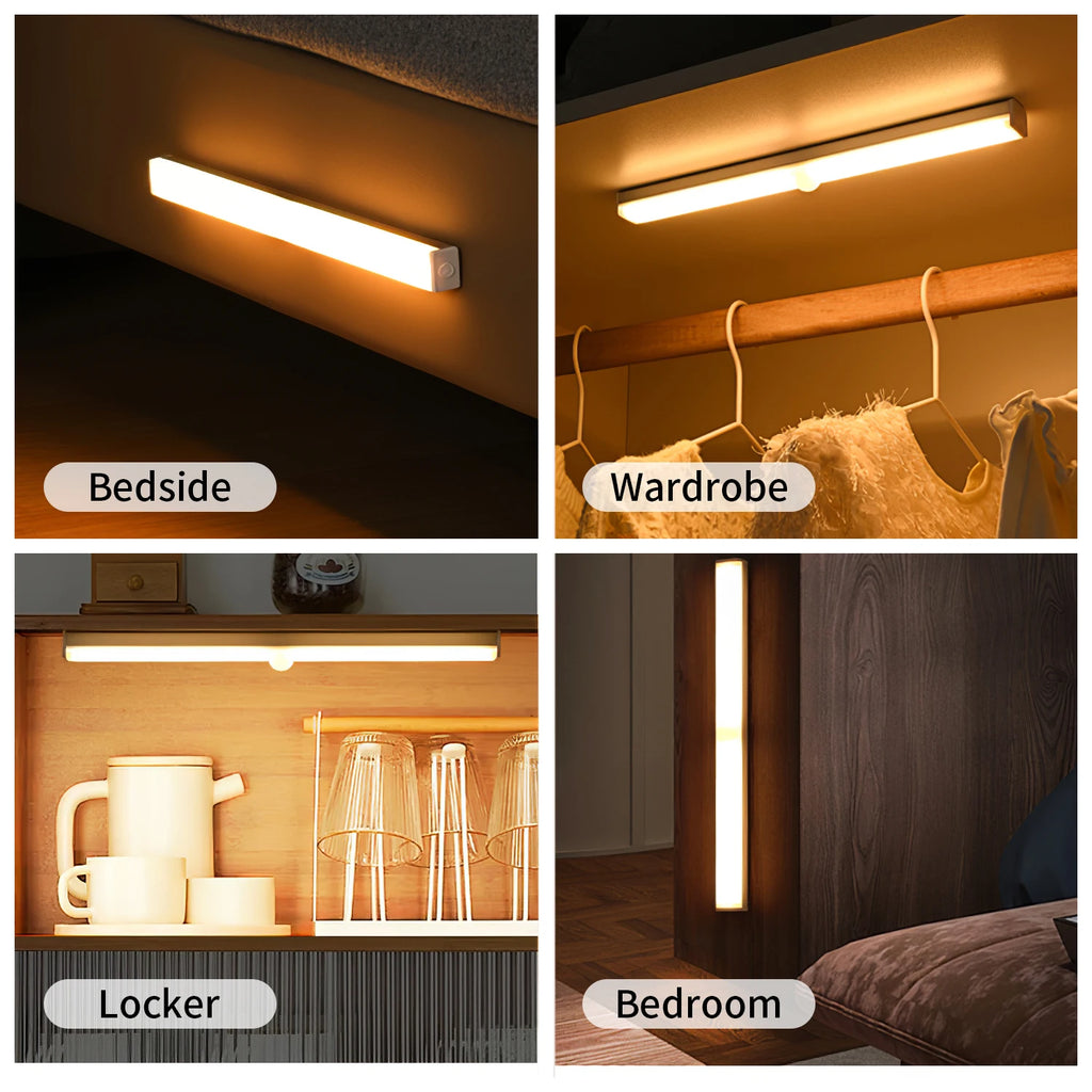 Motion Sensor Light Wireless USB Rechargeable Wall Lamp 3 Colors Dimming Kitchen Wardrobe Bedroom Closet Cabinet LED Lighting
