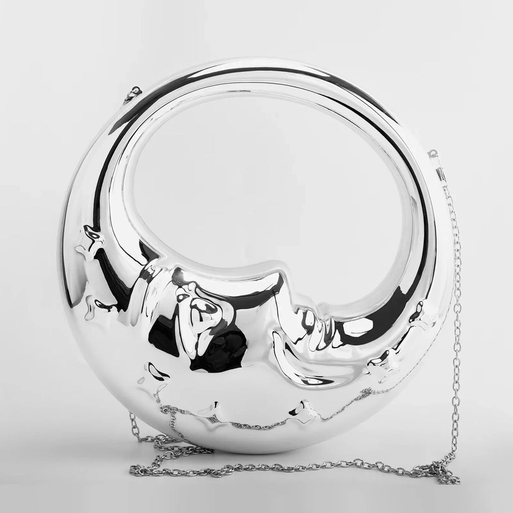 2024 New Latest Women Silver Moon Shaped Beauty Faced Clutch Purse Handbag תיקים לנשים מיוחדים شنط نسائي